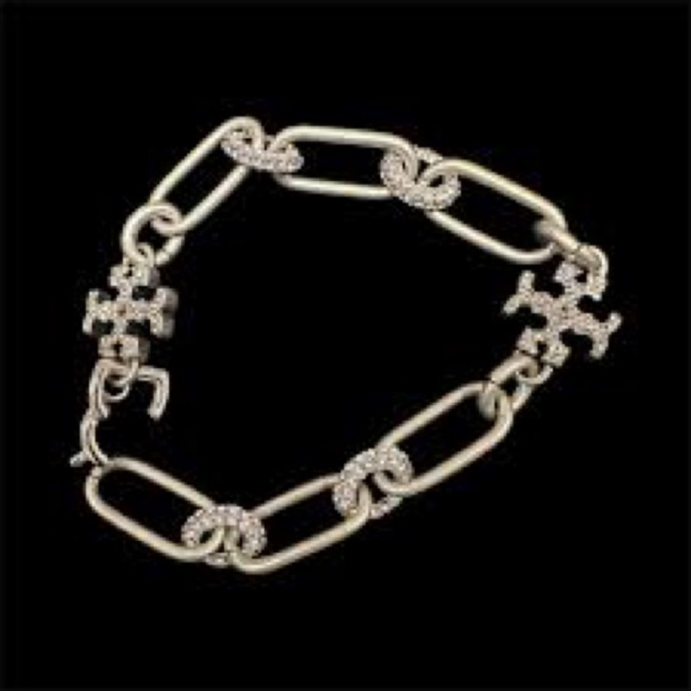 NIP TORY BURCH ICON PAVÉ CHAIN LINK BRACELET
